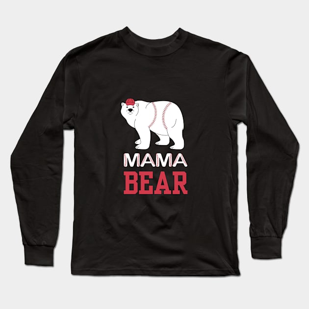 Mama Bear, White Bear, Baseball Mom Long Sleeve T-Shirt by KnockingLouder